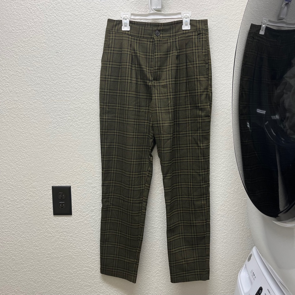Green and Black Plaid Trousers